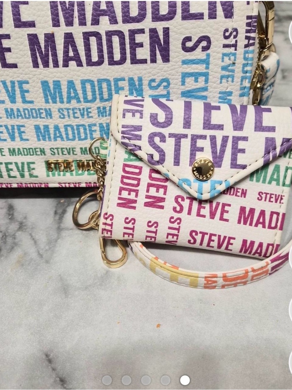 Steve Madden Multicolor Logo Print Crossbody and Card Pouch Set